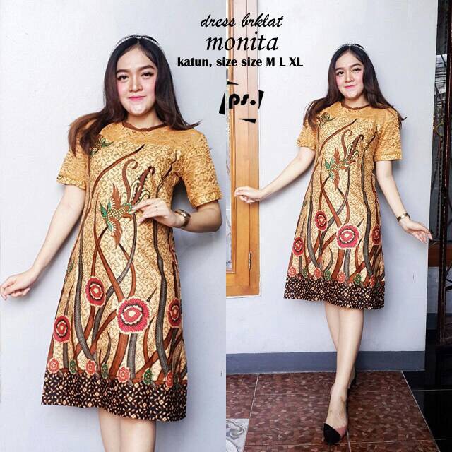 Couple Dress Brokat Monita Bunga Ilalang Batik Sarimbit