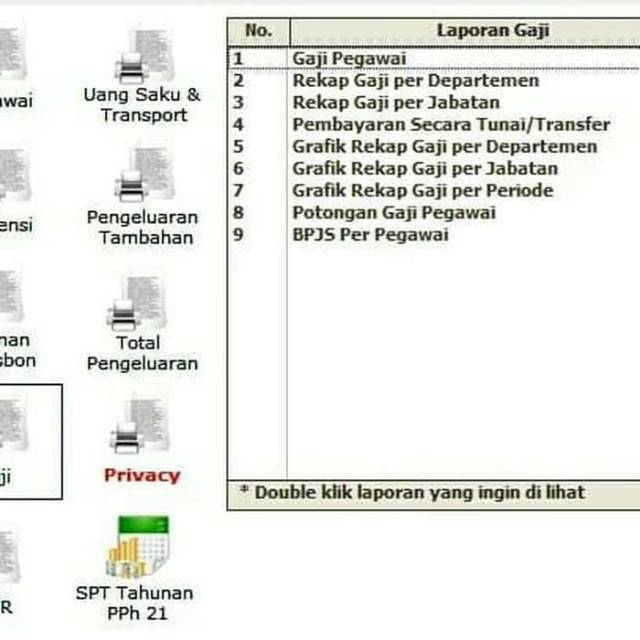 Program aplikasi absensi penggajian plus bpjs pph21