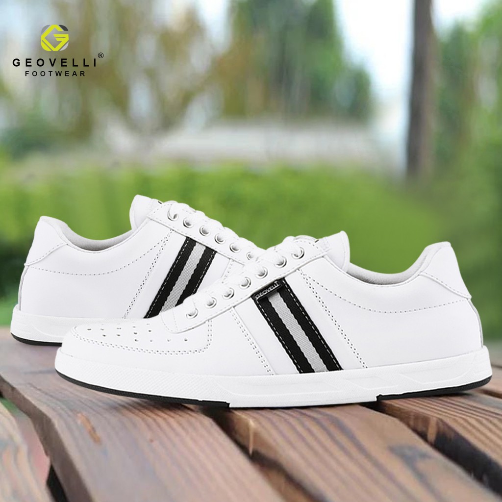 Geovelli Sepatu PriaPutih Sepatu Sneakers Hitam Kasual Pria Olahraga Brand Lokal BANDUNG
