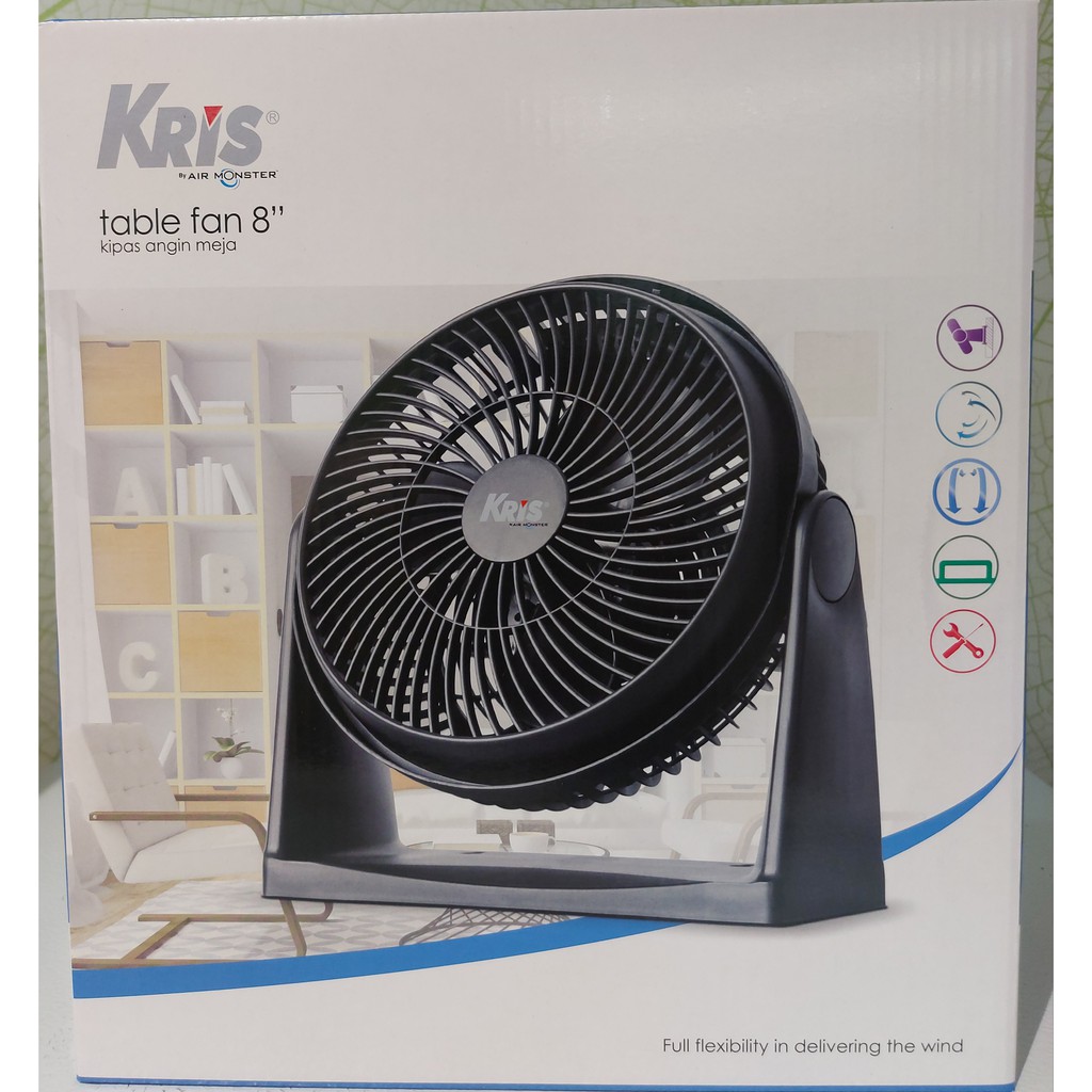 KIPAS ANGIN MEJA 8 INCH / TABLE FAN BLACK 45W