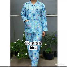 jinostarry BAJU TIDUR PIYAMA HP,CP,PP,DST KARAKTER-PP lilo stitch biru