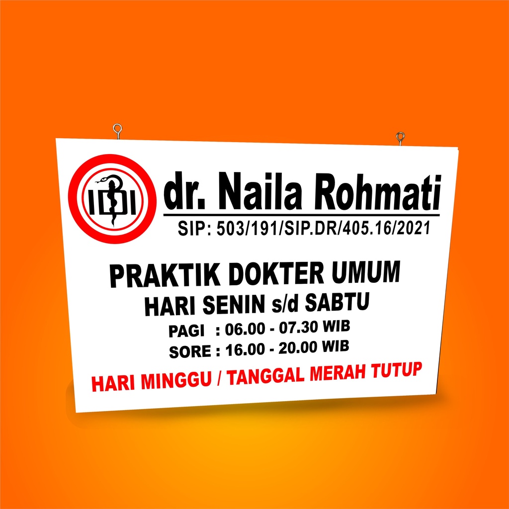

Papan Nama Dokter Praktek / Praktik