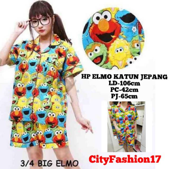 CityFashion17  BAJU TIDUR PIYAMA ELMO KATUN JEPANG HP BAJU TIDUR WANITA HP KATUN JEPANG