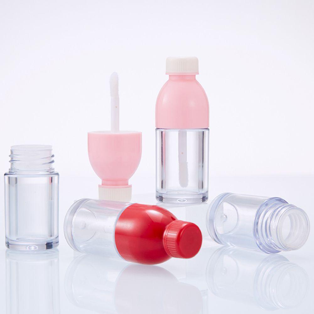 [Elegan] Lip Gloss Tabung Portable Lucu Berongga Merah Kosong DIY Lip Balm Minuman Bentuk Botol Alat Makeup Botol Sampel