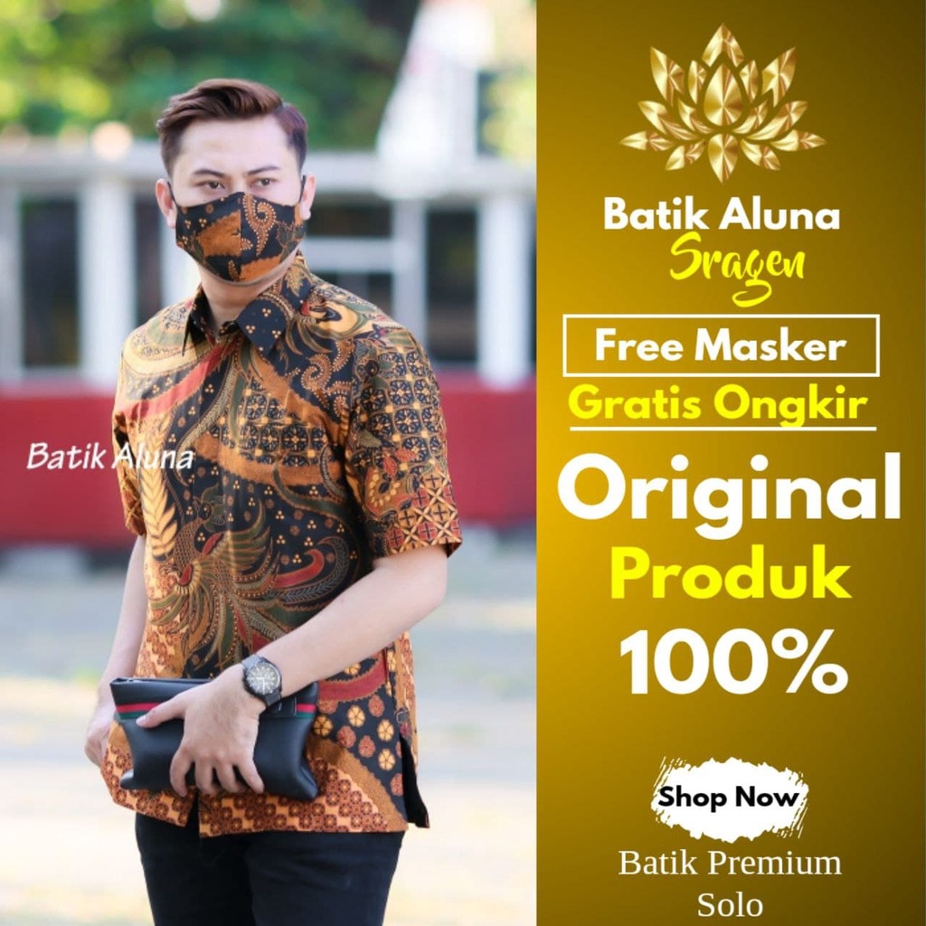 Aluna Batik Keris Pria Lengan Pendek Premium Casual Solo Motif Kombinasi Lapis Furing Original PD011