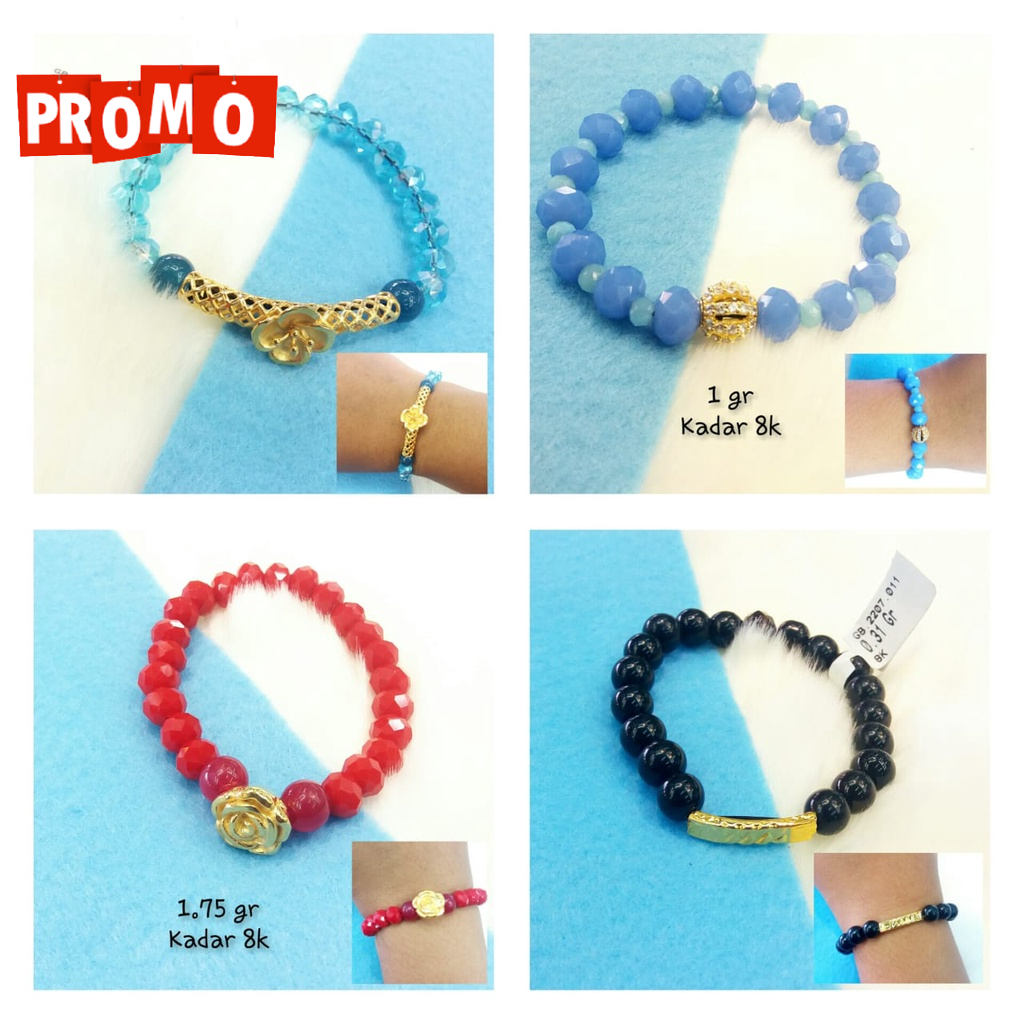 Gelang promo murah meriah kadar 375/8k fashion batu cocok untuk kado