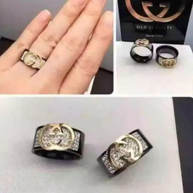 Cincin titanium Anti karat permata zircon