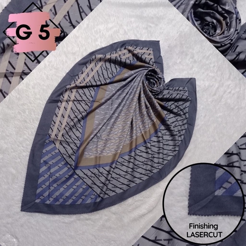 Hijab Segiempat Pollycotton Jilbab Square Hijab motif Laser cut Voal Kerudung Umama Original nathais-G 5