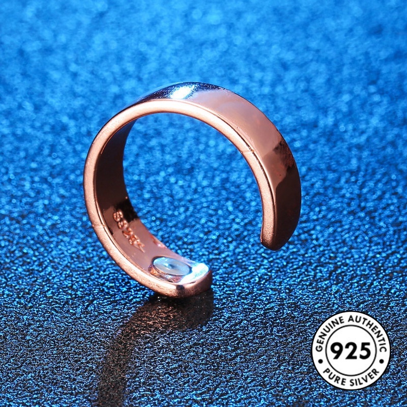 Cincin Silver S925 Model Terbuka Warna Rose Gold Glossy Gaya Thailand