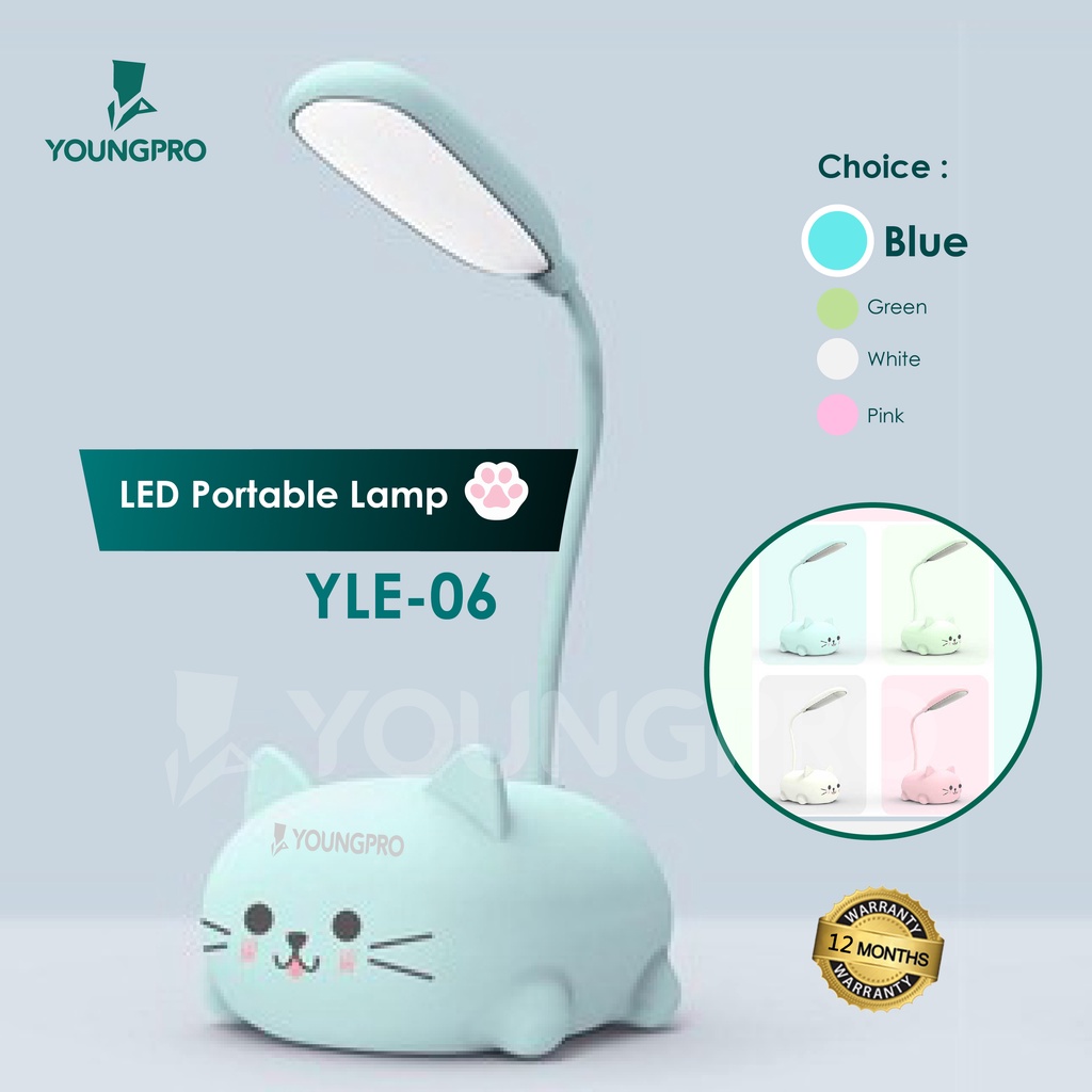YOUNGPRO YLE-06 Cat YLE07 Deer  - Lampu Belajar Kucing &amp; Rusa Lucu Leher Flexibel Rechargeable di Charge Ulang Kado Unik Lucu Untuk Anak Perempuan Pacar