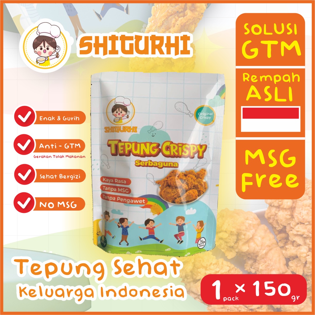 

[1 PACK] Tepung Crispy Serbaguna SHIGURHI Anti GTM Penambah Berat Badan Anak BB Anak Naik Berat Badan Anak Naik Penambah Nafsu Makan Anak Anak Lahap Makan Tepung Bumbu Sehat Tanpa MSG Tepung Ayam Crispy MPASI Makanan Pendamping Asi Organik 150gr