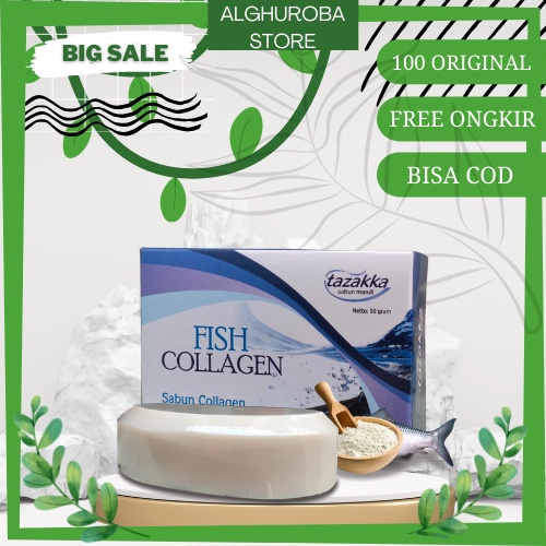 Sabun mandi fish collagen original tazakka untuk mengobati iritasi penuaan dini mencerahkan kulit