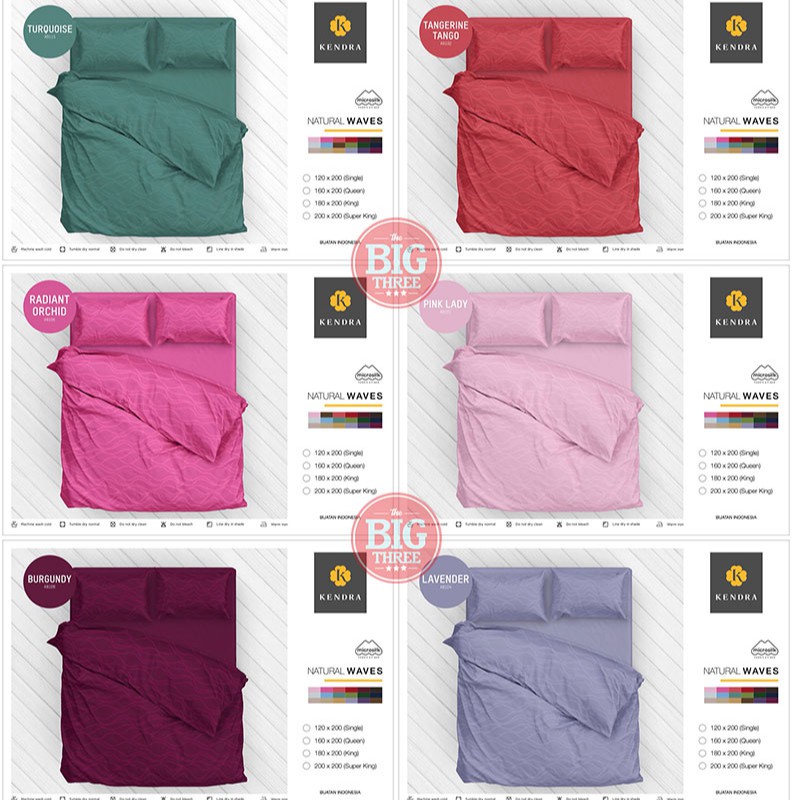 KENDRA Bedcover Saja Ukuran  220x220 Polos Emboss warna MERAH PINK HIJAU COKLAT UNGU - KING 180 Queen 160 BC