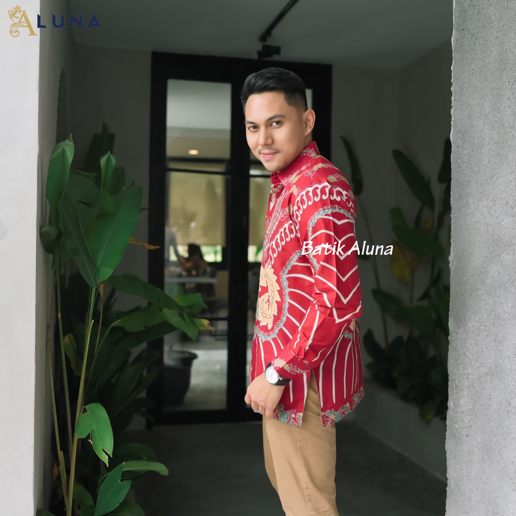 BATIK SOLO PREMIUM PRIA MOTIF KOMBINASI LENGAN PANJANG REGULAR LAPIS FURING KATUN ALUNA PCW 119