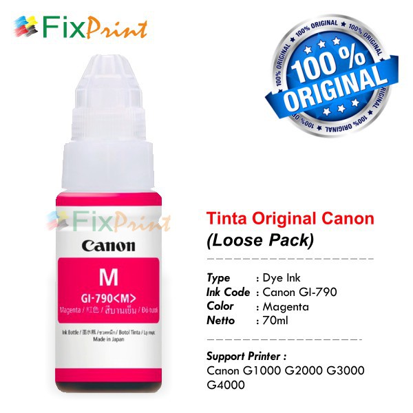 Tinta Original Canon 790 GI790 GI-790 COLOR Printer G1000 G2000 G3000 G4000 G1010 G2010 G3010 G4010