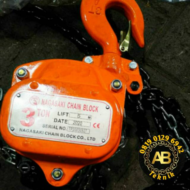 chain block takel 3 Ton x 20 Meter chain hoist NAGASAKI Chain blok Nagasaki Japan