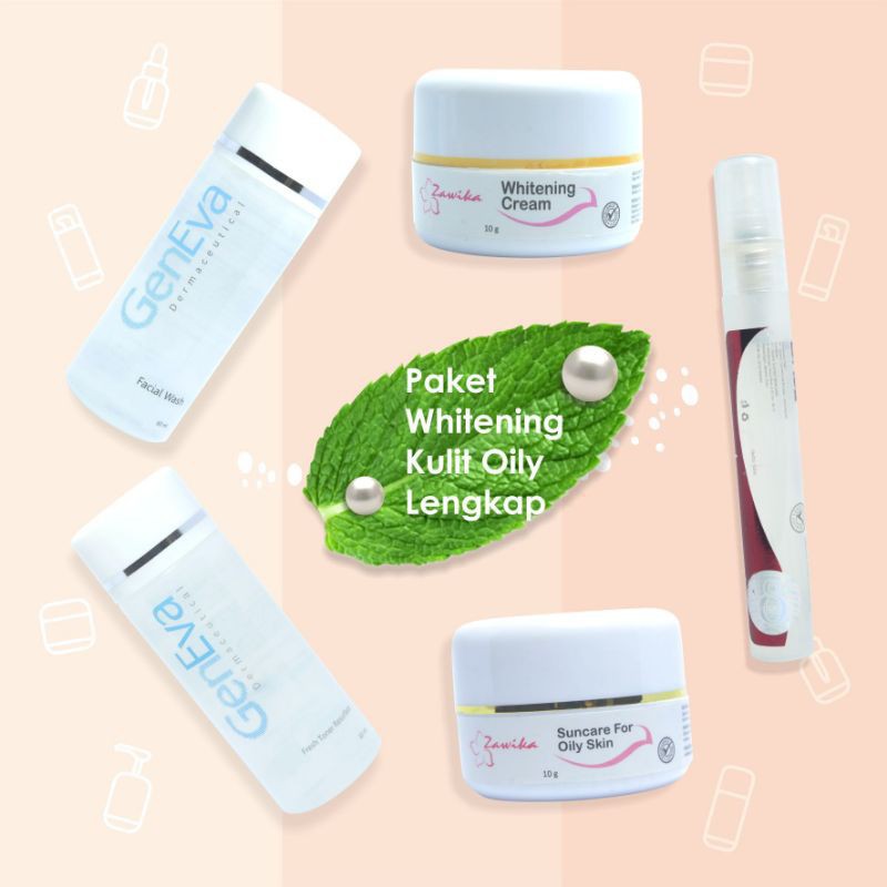 Paket glowing untuk kulit berminyak/pemutih wajah/krim aman/BPOM/zawika skincare/geneva