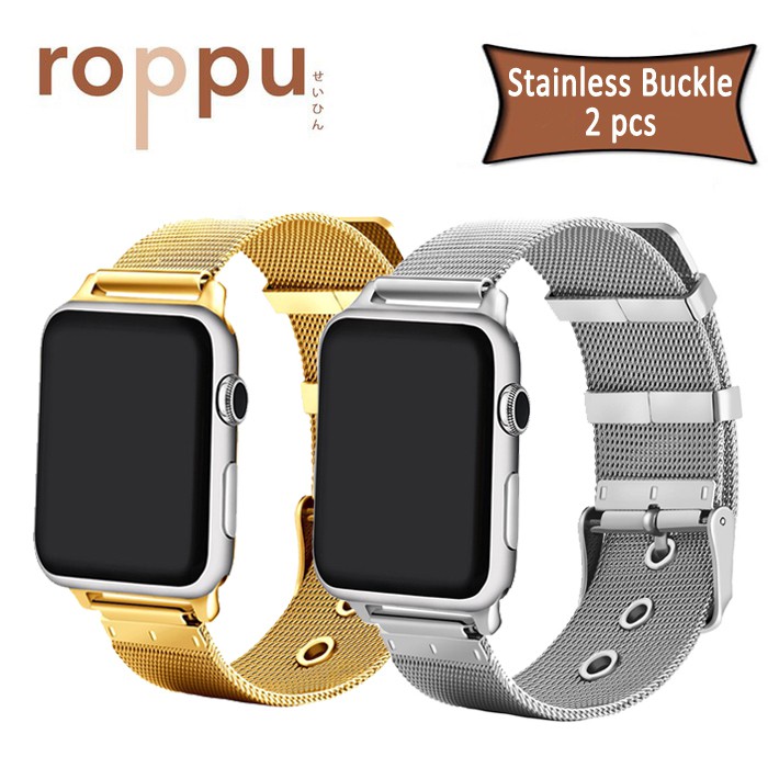 (2 pcs ) Roppu Stainless Steel Metal WITH BUCKLE Apple Watch Strap series 1/2/3/4 38mm,40mm,42mm,44mm