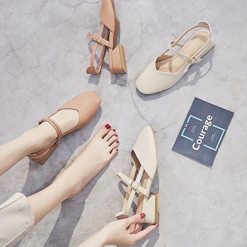 Sendal Perempuan Korean Style Nude Sandal Simple Santai Wanita Import Hak Platform SD-102