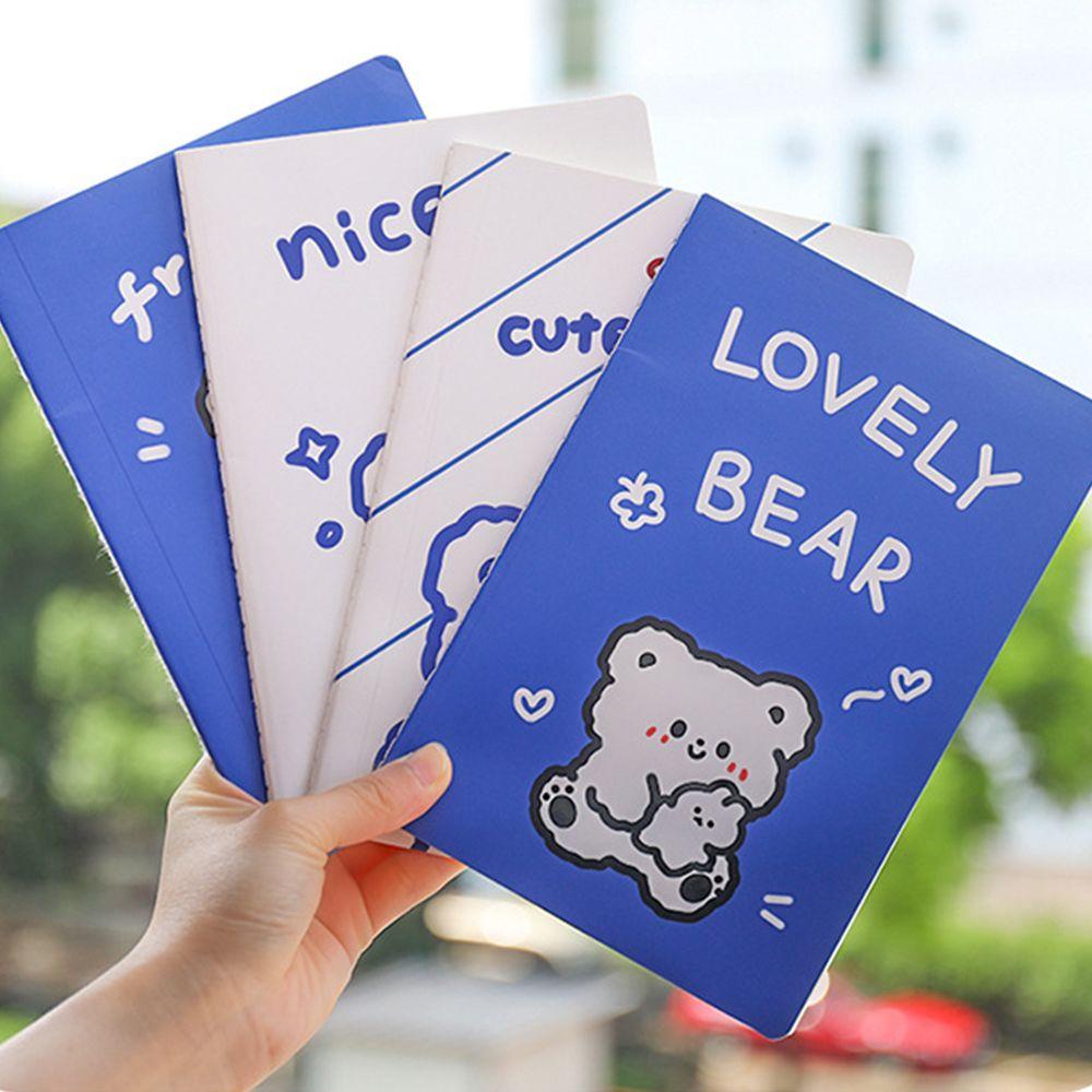 Lanfy Bear A5 Notebook Portable: 4Pcs/Set Line Paper Draft Book Kartun Agenda Organizer Tangan Buku Akun