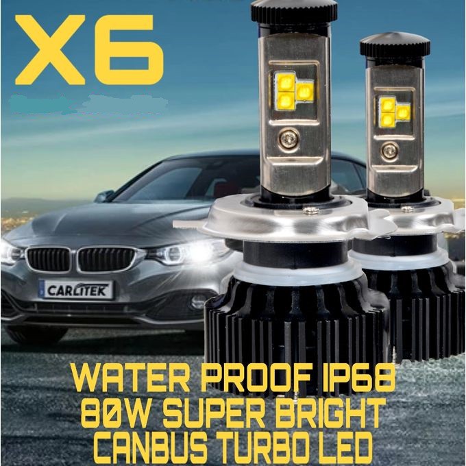 Lampu depan UTAMA MOBIL LED X6 H4 2 Warna 6000K / 4300K SANGAT terang putih dan kuning WATERPROOF dalam 1 lampu import best