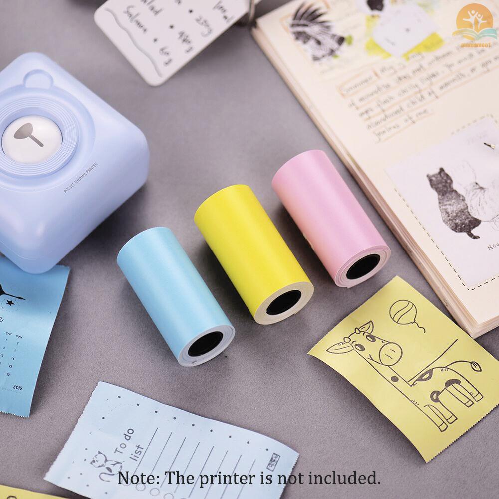 Printable Color Sticker Paper Roll Direct Thermal Paper with Self-adhesive 57*30mm(2.17*1.18in) for PeriPage A6 Pocket Thermal Printer for PAPERANG P1/P2 Mini Photo Printer, 3 Rolls