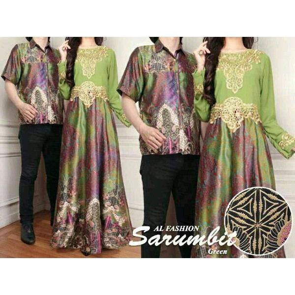 Unix Baju Gamis Muslim Kapel 16428 Couple Batik Sutra Sarumbit