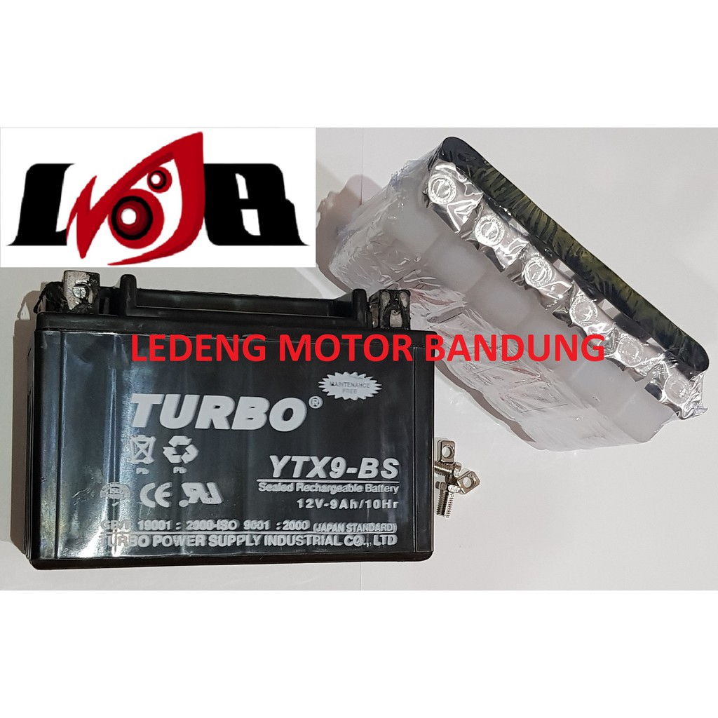 Aki Kering Turbo Battery YTX9-BS Ninja 250 CBR Piaggio