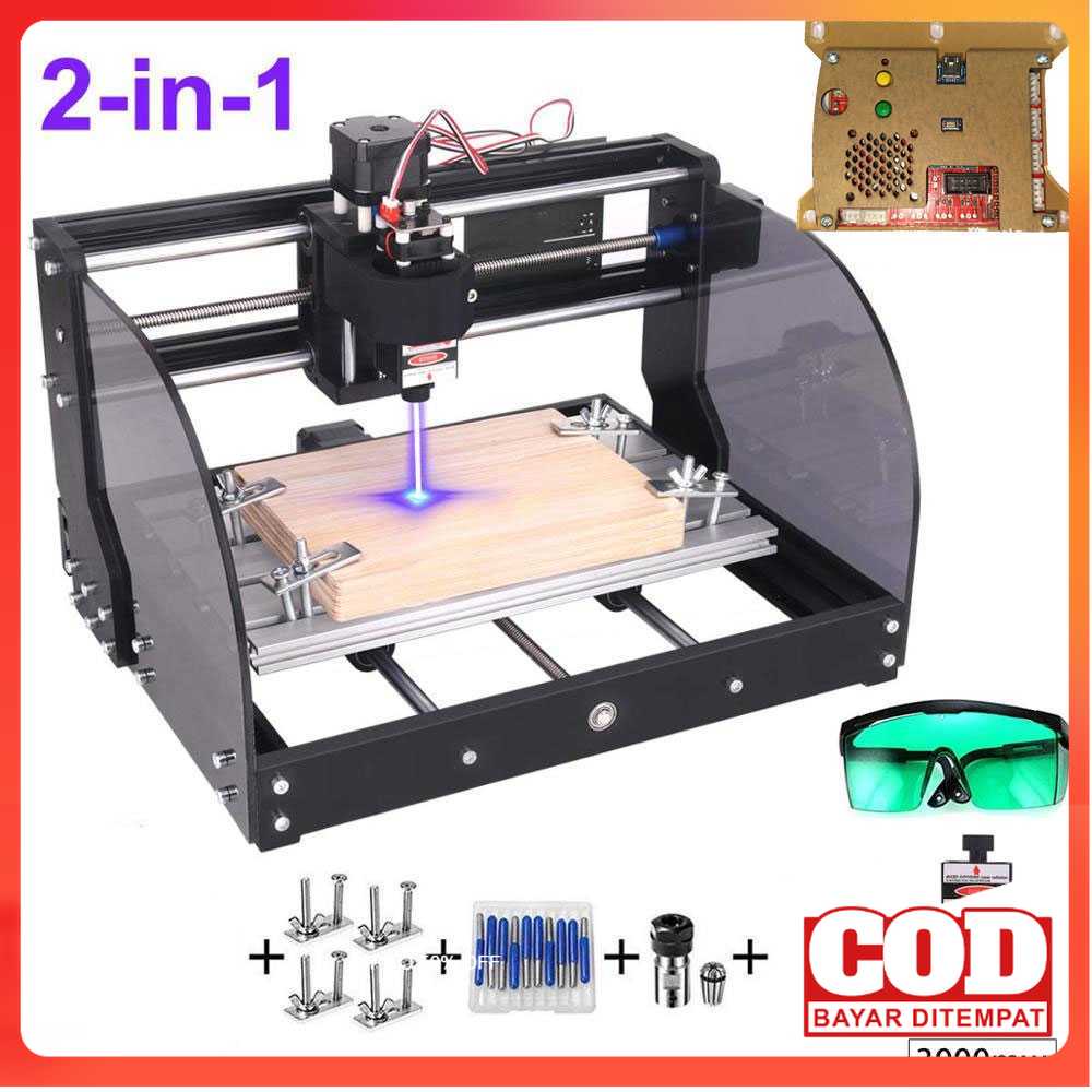 TwoWin CNC Printer 3D Ukir Laser Engraving 3-Axis Laser 3000mW CNC3018