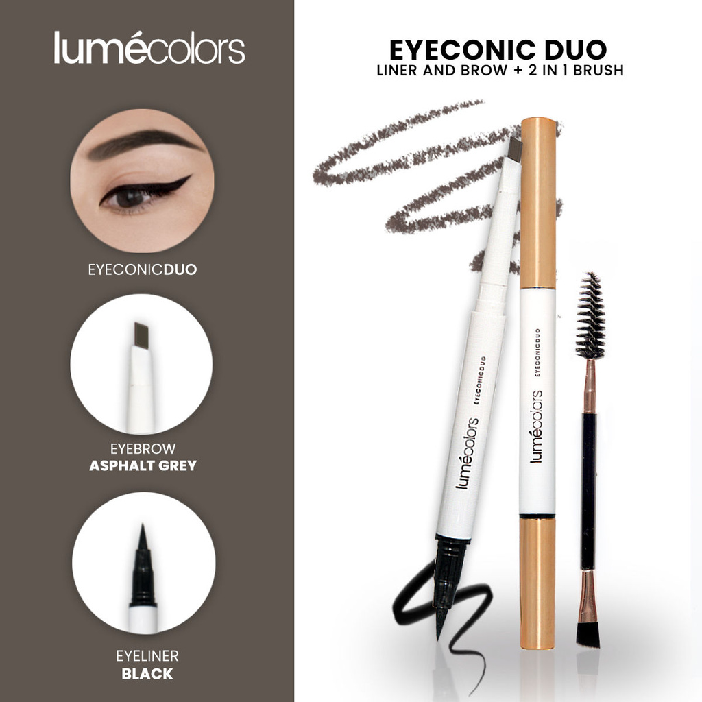 Lumecolors Eyeconic Duo Liner and brow 2 in 1 With brush - Asphaltgrey