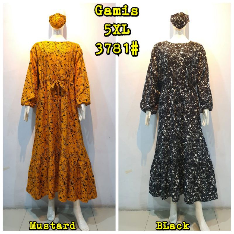 JOSJOLI_STORE/3781-3783 Gamis Rayon Super Jumbo 5XL/Pakaian Wanita Dewasa Free Masker/Busui