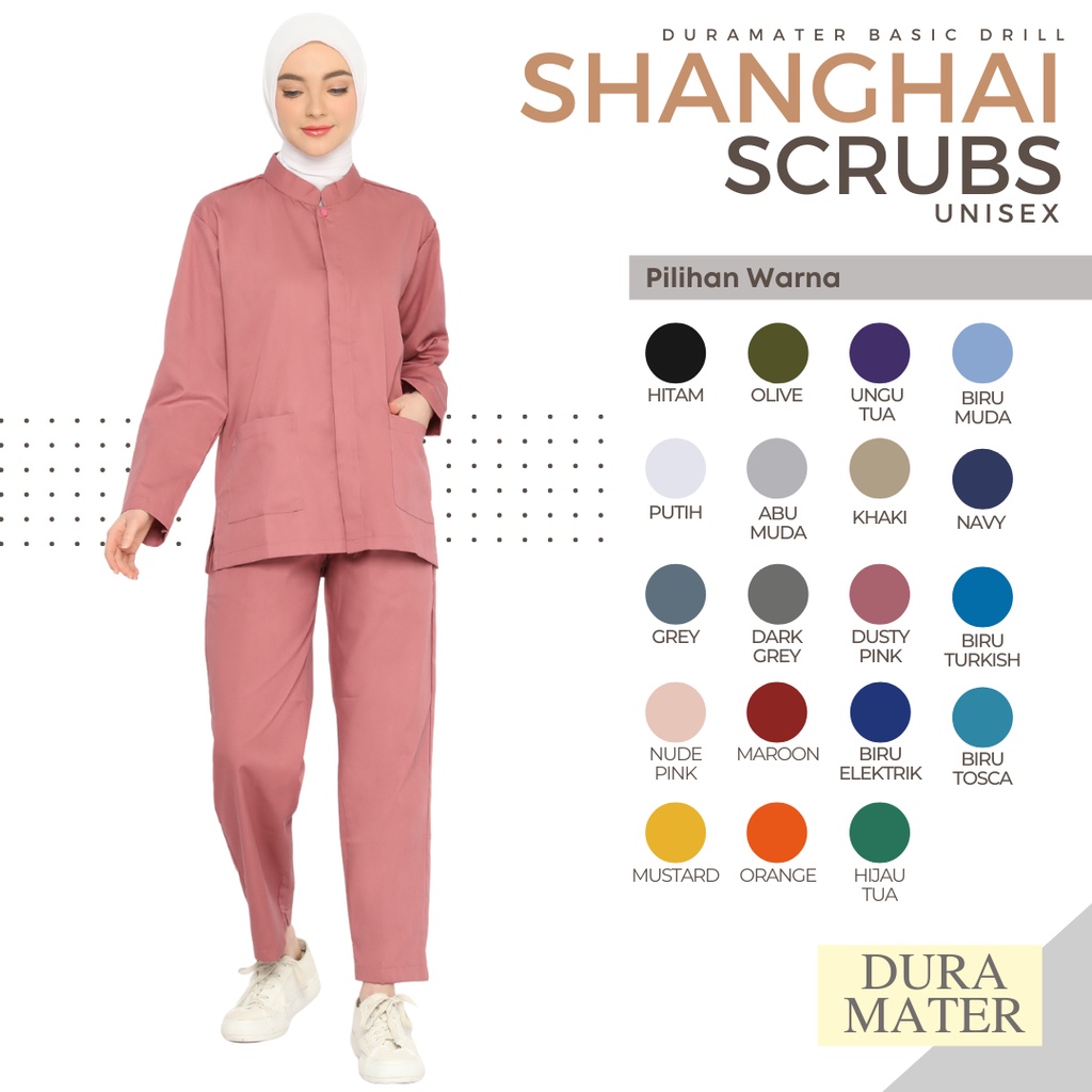 Shanghai Scrubs Duramater Baju Jaga Baju OK Ukuran XXS hingga XXXXL