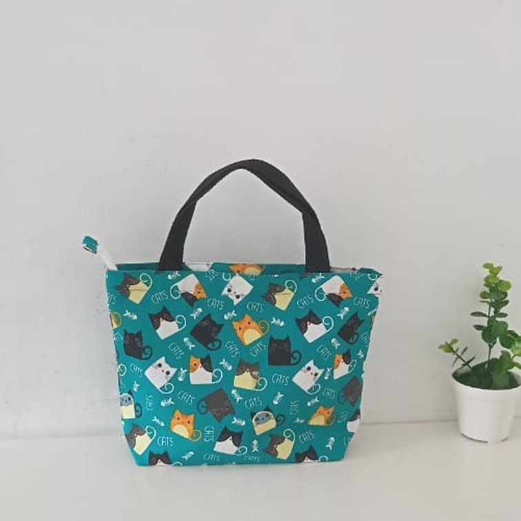 HANDBAG KANVAS TAS KANVAS KECIL MOTIF KUCING TOSCA. Riens Collections