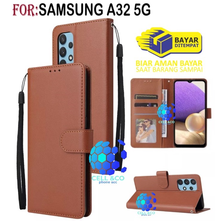 SAMSUNG A32 5G CASE FLIP LEATHER WALLET PREMIUM FLIP CASE BUKA TUTUP KESING HP CASING FLIP CASE WALLET SAMSUNG A32 5G