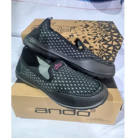 sepatu slip on wanita Ando marion original hitam