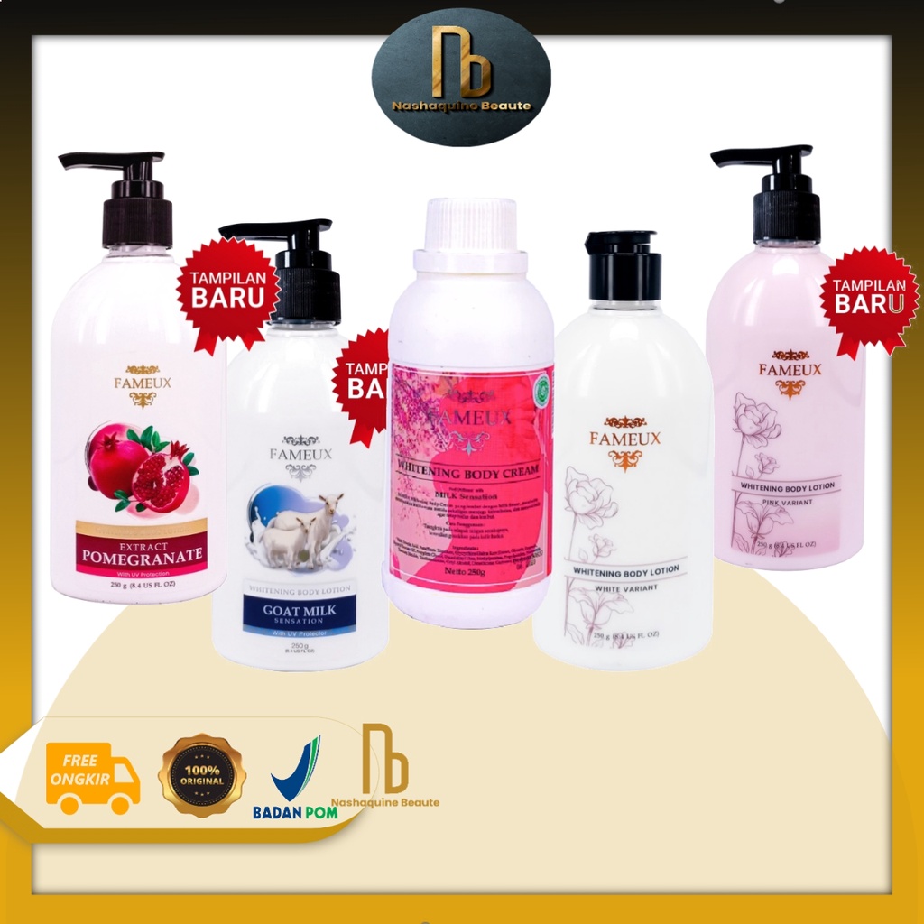 FAMEUX Whitening Body Lotion - Body Cream - Lotion Goat Milk Pomegranate Pink White 250gr