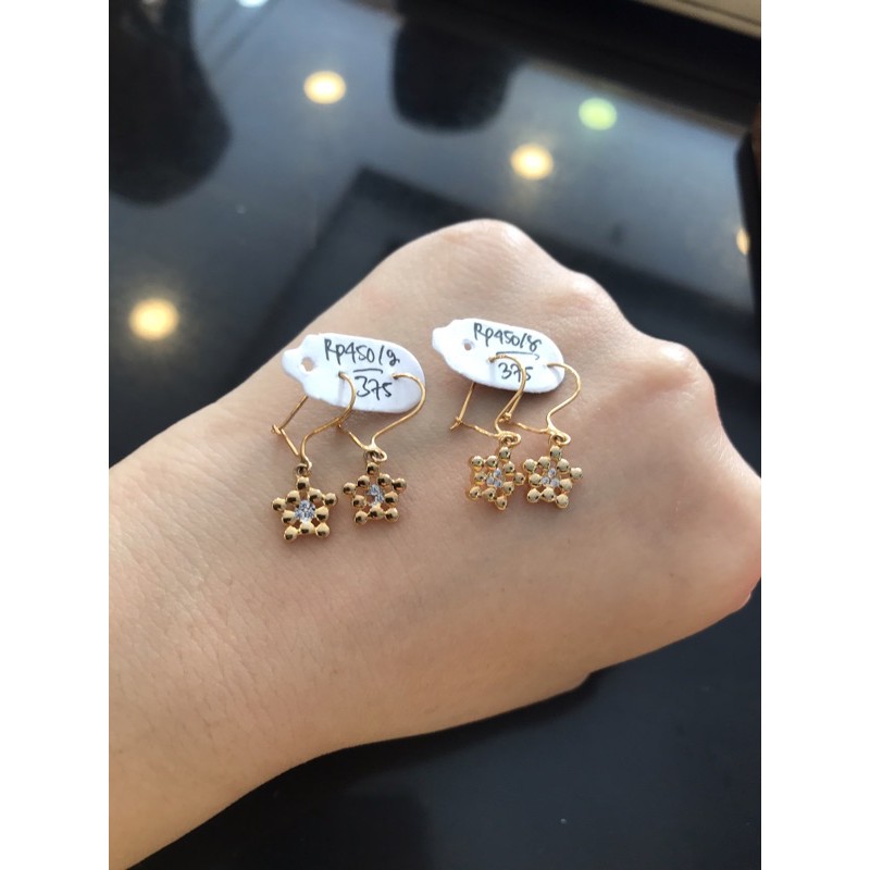 Anting hook bunga emas asli kadar 375