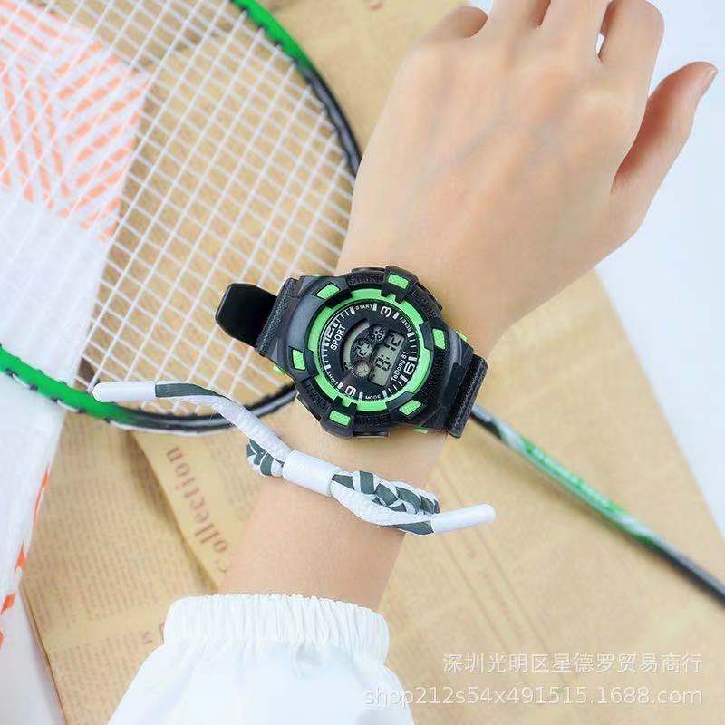 Rowling (Jam-40) Jam Tangan Cowok Hitam Strap Rubber Tali Karet Pria Digital Wanita Dimater Besar unisex Import