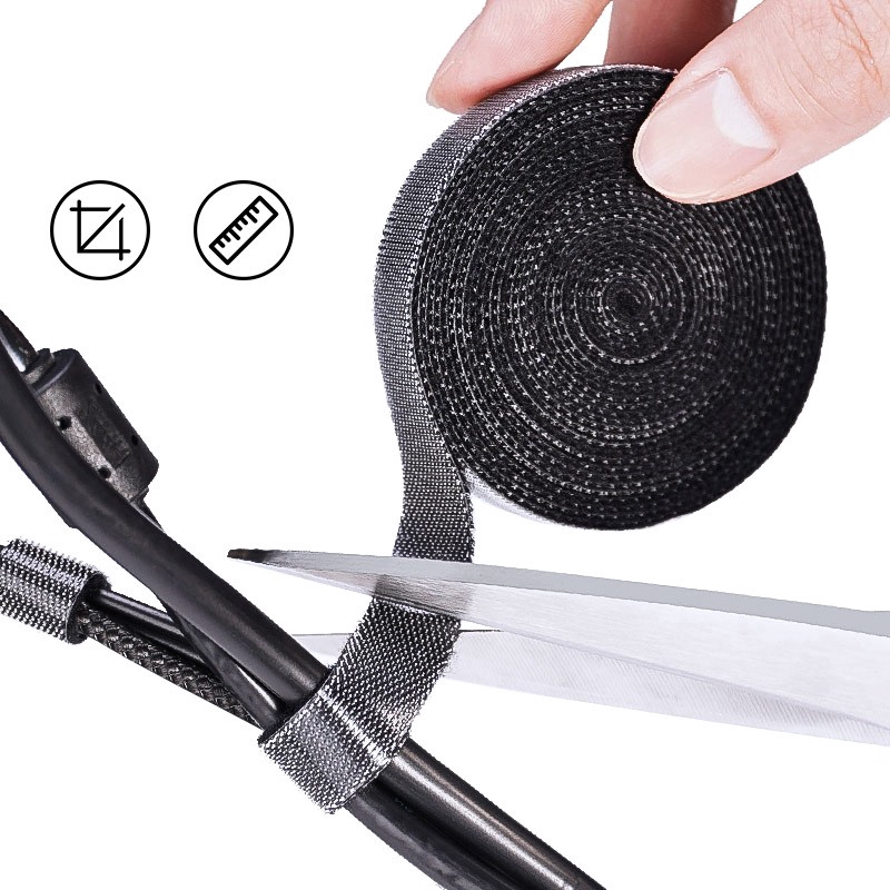 Management Velcro USB Cable Wire Tie Organizer Self-adhesive Nylon Tape Roll/Earphone Mouse Winder Cord Protector Cover Clip Holder Storage Cutable