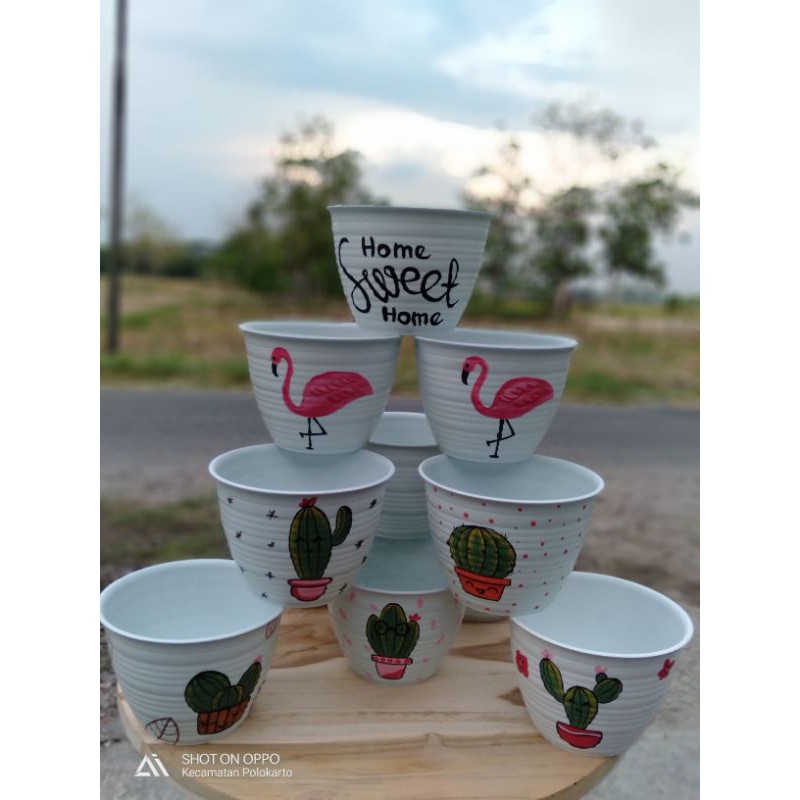 pot tawon/lukis/pot kaktus/lukis/pot sukulen/lukis