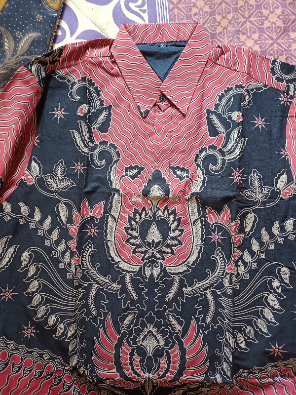 Kemeja Batik Pria Lengan Panjang Pendek Lapis Furing Abangan Merah Batik Solo