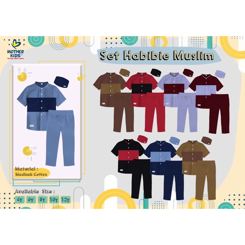 Koko Set Mother Kids Muslim Anak Laki Laki - Setelan Kurta Motherkids Cowok Kopiah - Baju Lebaran Lakilaki Usia 4 6 8 10 12 Tahun