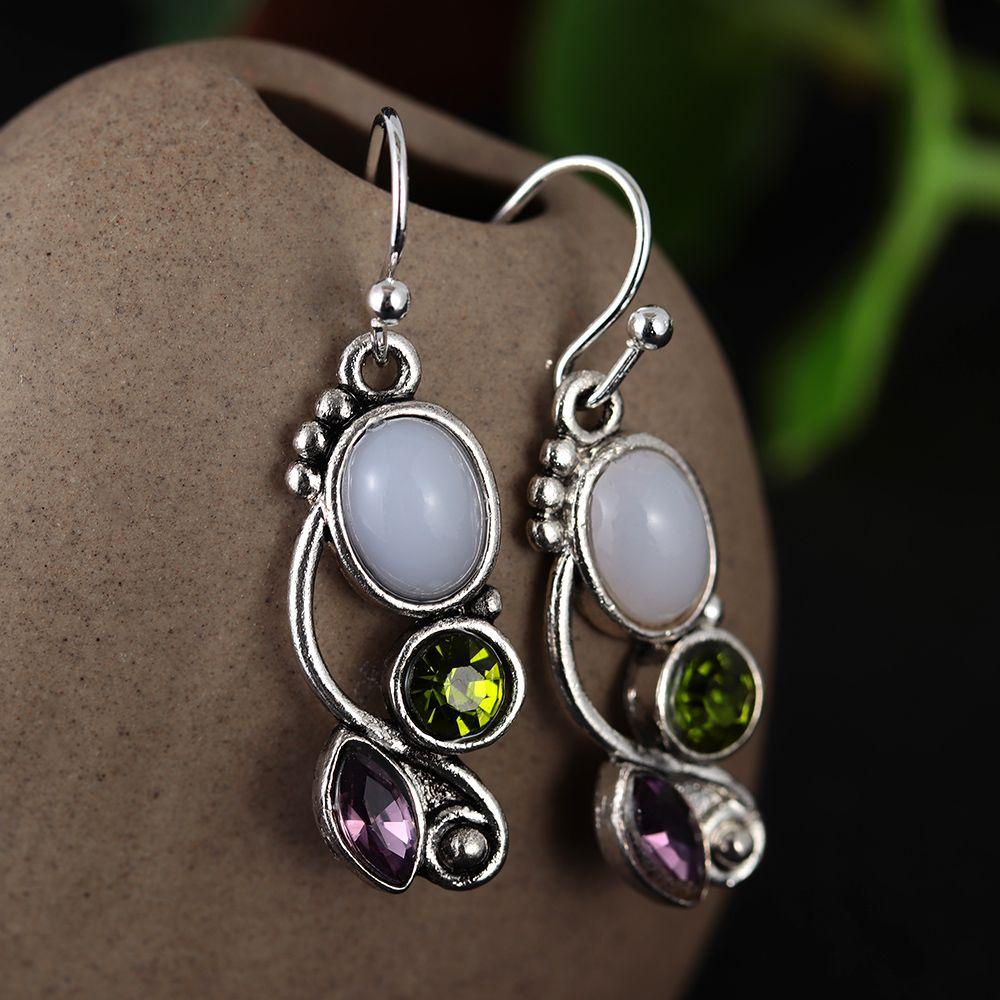 Anting LILY Moonstone Pesta Hook Juntai Peridot