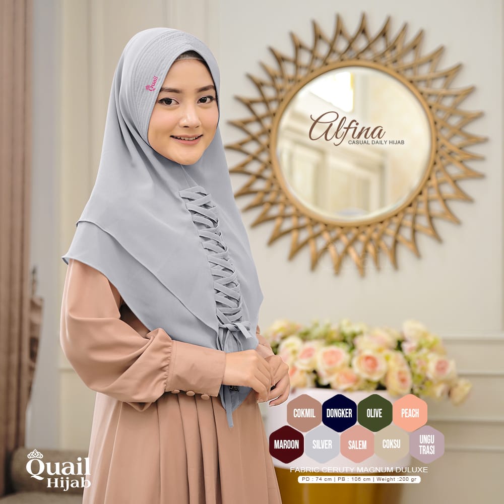 Alfina Casual Daily Hijab Original Quail Alfina Quail Alfina Khimar Ceruti Quail