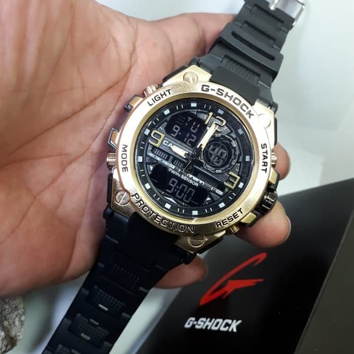 Jam Tangan Pria Gshock Gst8600 Water Resist - Hitam Gold