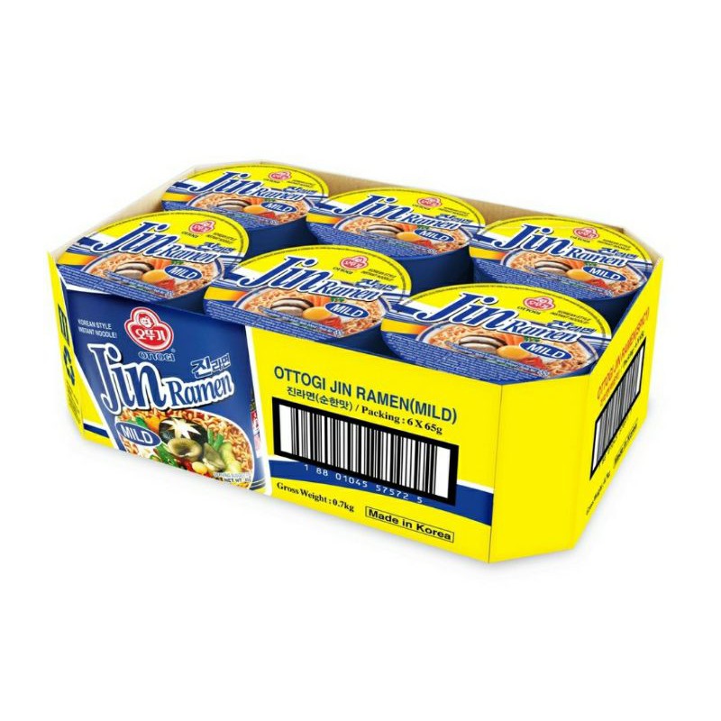 

Ottogi Jin Ramen Mild Korean Noodle Cup 1 pak 6 pcs