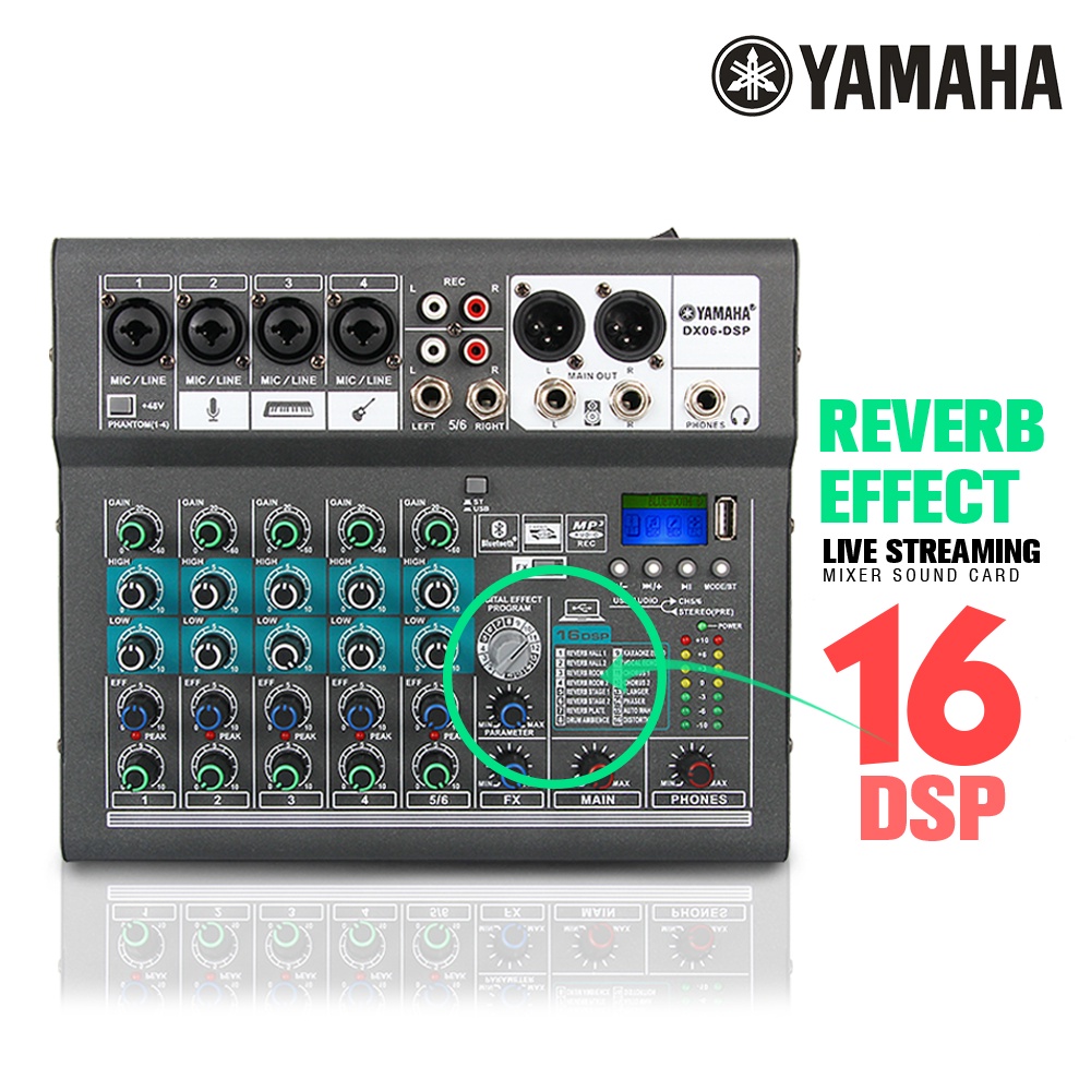 Mixer Audio Profesional  DX06-DSP Efek 16DSP bawaan 6 saluran Mendukung pemutaran Bluetooth