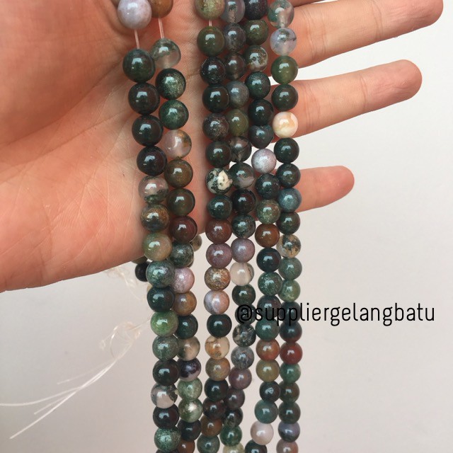 supplier bahan batu giok indian agate bacan 8mm akik natural