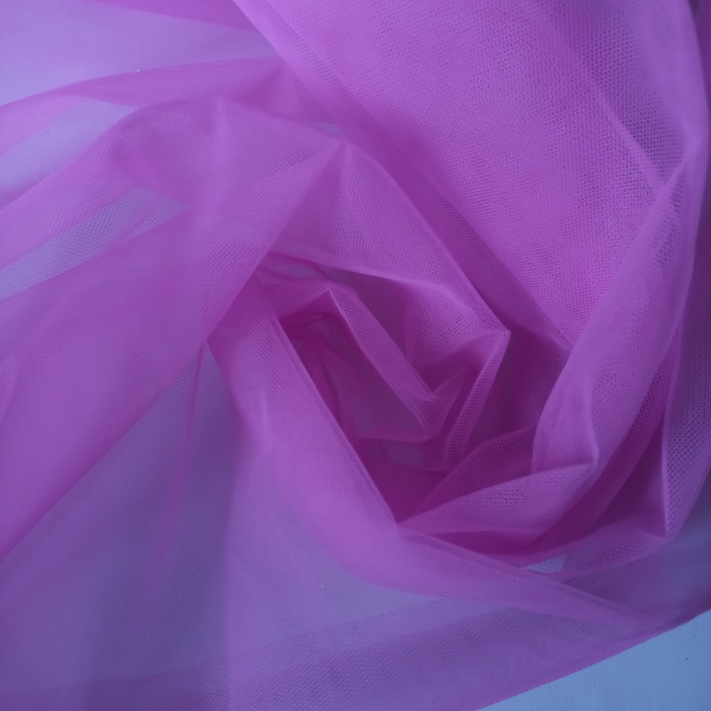 Kain Tile Tulle Kaku Sedang 100cm x 125cm meteran Per Meter Souvenir Dekorasi Wedding Veil Aksesoris-Pink TUA