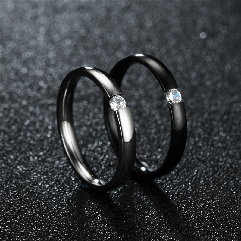 Cincin Baja Titanium Sederhana Fashion Pria dan Wanita/Cincin Berlian/Cincin Pasangan/Cincin